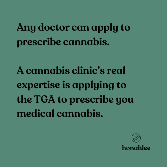 cannabis clinic specialty is applying to TGA