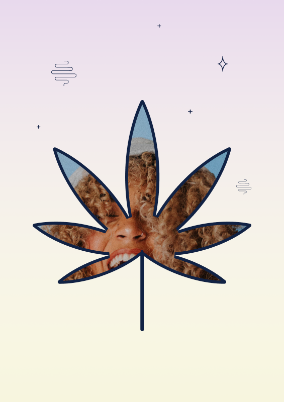 cannabis leaf with female face - honahlee.com.au